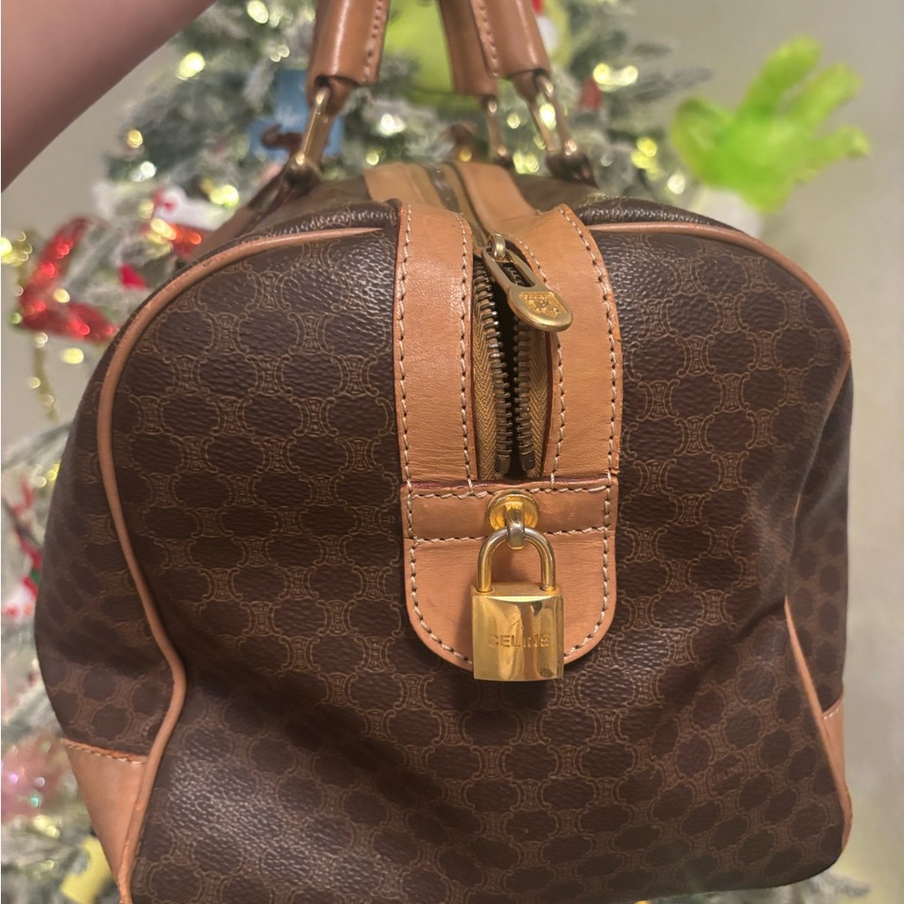 CELINE Paris Triomphe Design Boston Travel Duffle Bag Vintage EUC - Picture 4 of 16